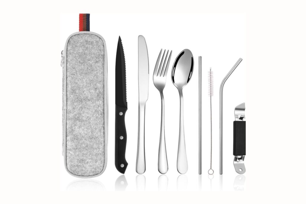 set posate da viaggio in acciaio inox